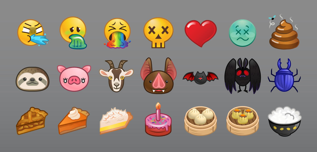 Emotes - smilies, animals, & food